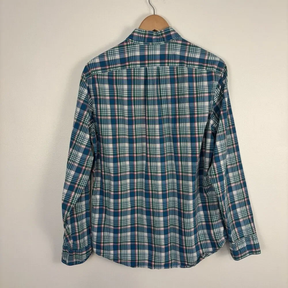 J Crew Mens M Plaid Button Down Shirt Long Sleeve 100% Cotton Shirting Classic